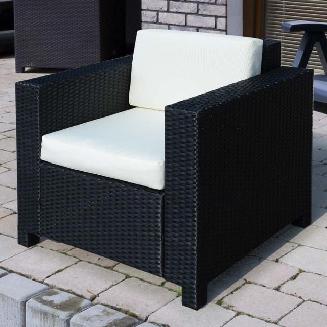 Outsunny Black Rattan Armchair with Cushion - Size: 1 Seater - Wilko - image 1