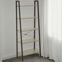Premier Housewares Bradbury 5 Shelf Grey Oak Veneer Ladder Bookshelf - Interiors by Premier - Wilko - thumbnail 1