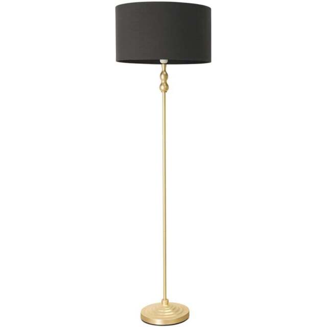ValueLights Maggie Charcoal and Gold Drum Shade Candlestick LED Floor Lamp - Size: 151 x 45 x 45cm - Wilko - image 1