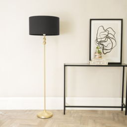 ValueLights Maggie Charcoal and Gold Drum Shade Candlestick LED Floor Lamp - Size: 151 x 45 x 45cm - Wilko - thumbnail 4