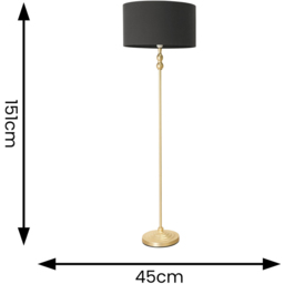 ValueLights Maggie Charcoal and Gold Drum Shade Candlestick LED Floor Lamp - Size: 151 x 45 x 45cm - Wilko - thumbnail 7
