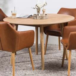 Florence Nagano 4 Seater Round Dining Table Oak - Brown - Furniture To Go - Wilko