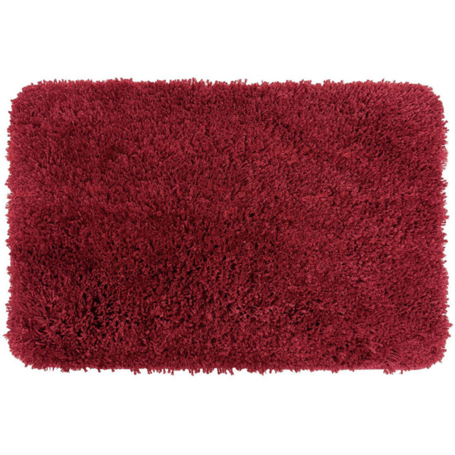 Allure Bath Fashions Burgundy Microfibre Shaggy Bath Mat 40 x 60cm - Red - Wilko - image 1