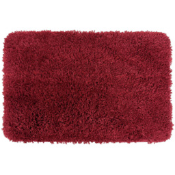 Allure Bath Fashions Burgundy Microfibre Shaggy Bath Mat 40 x 60cm - Red - Wilko