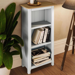 FWStyle Taberno 3 Shelf White Linen and Oak Bookcase - Wilko
