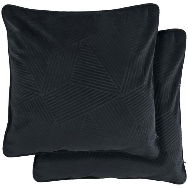 Serene Deco Black Soft Velvet Geometric Cushion Cover - Size: 43 x 43cm - Wilko - image 1