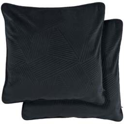 Serene Deco Black Soft Velvet Geometric Cushion Cover - Size: 43 x 43cm - Wilko - thumbnail 1