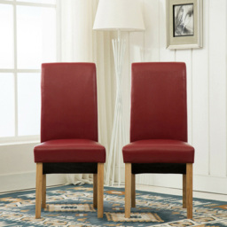 Set of 2 Red Faux Leather High Back Dining Chair - MCC - Wilko - thumbnail 3