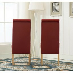 Set of 2 Red Faux Leather High Back Dining Chair - MCC - Wilko - thumbnail 4