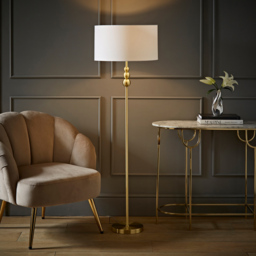 ValueLights Marissa White Shade Gold Ball LED Floor Lamp - Size: 145 x 45 x 45cm - Wilko - thumbnail 3