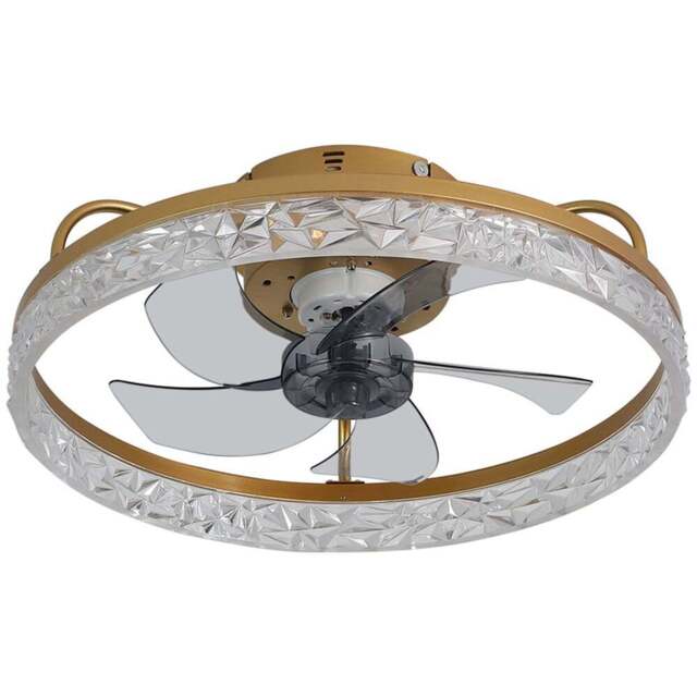 Living and Home Gold Crystal LED Ceiling Fan Light with Remote 19 inch - Size: 18 x 48 x 48cm - Wilko - image 1