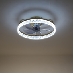 Living and Home Gold Crystal LED Ceiling Fan Light with Remote 19 inch - Size: 18 x 48 x 48cm - Wilko - thumbnail 3