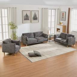 Furniture One 6 Seater Luxury Mid Century Sofa Set - Grey - Wilko - thumbnail 1