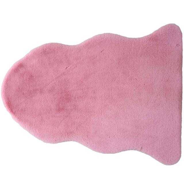 Bubble Gum Faux Rabbit Fur Pelt Rug 60 x 90cm - Wilko - image 1