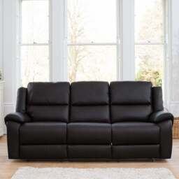 Brookhaven 3 Seater Black Bonded Leather Electric Recliner Sofa - Artemis Home - Wilko - thumbnail 1