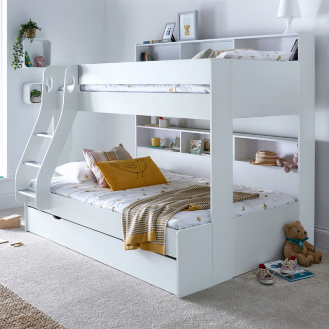 Bedmaster Oliver Triple Sleeper White Storage Bunk Bed - Size: Single + Small Double - Wilko - image 1