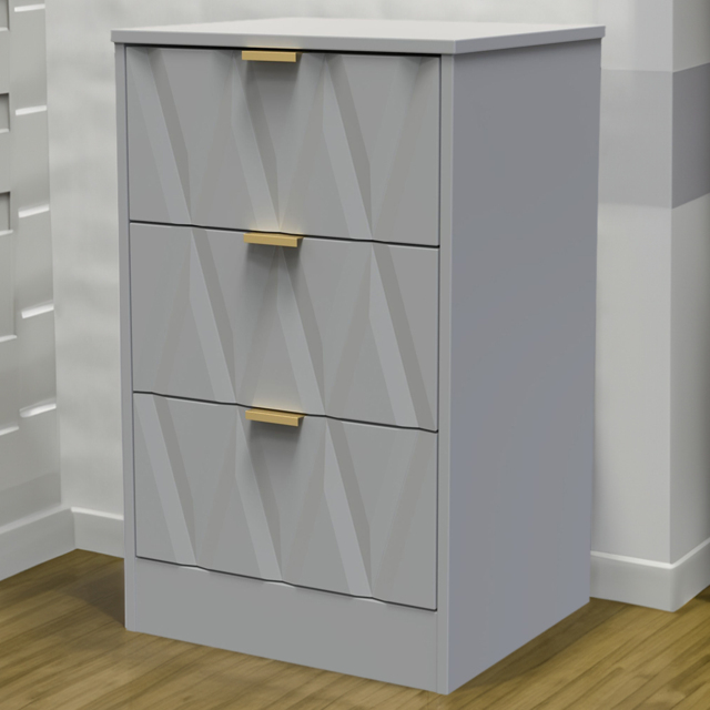 Crowndale Las Vegas 3 Drawer Dusk Grey Bedside Table Ready Assembled - Wilko - image 1