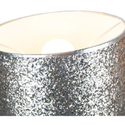 Happy Homewares Modern and Designer Bright Silver Glitter Fabric Pendant Shade - Size: 18 x 25 x 25cm - Wilko - thumbnail 3