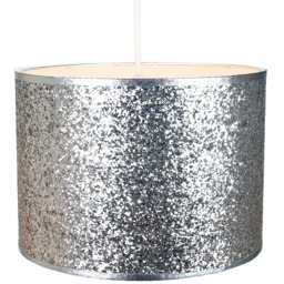 Happy Homewares Modern and Designer Bright Silver Glitter Fabric Pendant Shade - Size: 18 x 25 x 25cm - Wilko - thumbnail 5