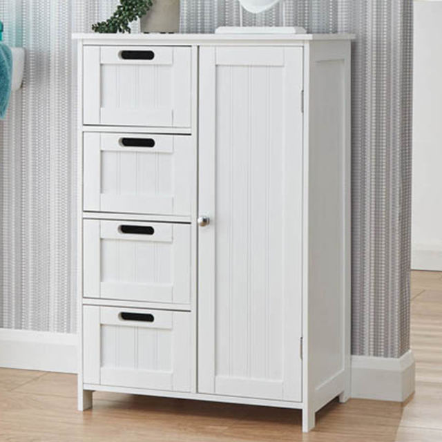 GFW Single Door 3 Drawer White Storage Colonial Floor Cabinet - Size: 30 x 55 x 82cm - Wilko - image 1