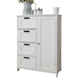 GFW Single Door 3 Drawer White Storage Colonial Floor Cabinet - Size: 30 x 55 x 82cm - Wilko - thumbnail 3