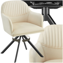 tectake Cream Black Velvet Swivel Armchair - Size: Single - Wilko - thumbnail 3