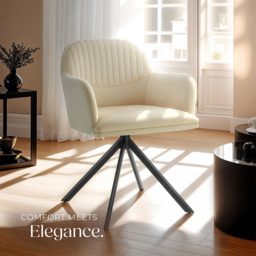 tectake Cream Black Velvet Swivel Armchair - Size: Single - Wilko - thumbnail 5