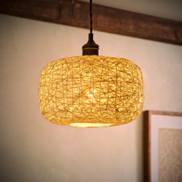 ValueLights Bjorn White Doughnut Twine Rattan Pendant Shade - Size: 16 x 28 x 28cm - Wilko - thumbnail 3