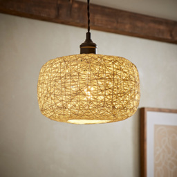 ValueLights Bjorn White Doughnut Twine Rattan Pendant Shade - Size: 16 x 28 x 28cm - Wilko - thumbnail 7