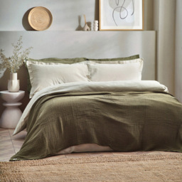 Yard Lark Khaki Green Large Muslin Cotton Throw 240 x 260cm - Size: 260 x 240cm - Yard Living - Wilko - thumbnail 3