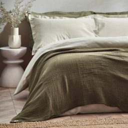 Yard Lark Khaki Green Large Muslin Cotton Throw 240 x 260cm - Size: 260 x 240cm - Yard Living - Wilko - thumbnail 7