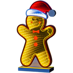 The Christmas Workshop 99 Multicolour LED Gingerbread Man Double Sided Infinity Light 28cm - Size: 26.5 x 16 x 3.5cm - Wilko