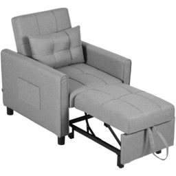 Portland Single Sleeper Light Grey Linen Touch Chair Bed - Wilko - thumbnail 3