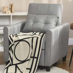 Portland Single Sleeper Light Grey Linen Touch Chair Bed - Wilko