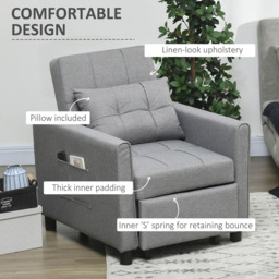 Portland Single Sleeper Light Grey Linen Touch Chair Bed - Wilko - thumbnail 6