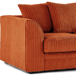 Luxor 3 Seater Orange Jumbo Cord Scatter Back Sofa - Wilko - thumbnail 4