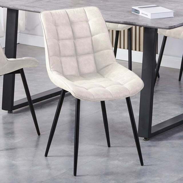 Alba Set of 2 Beige Suede Effect Plush Padded Dining Chairs - Cream - MCC - Wilko - image 1