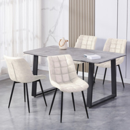 Alba Set of 2 Beige Suede Effect Plush Padded Dining Chairs - Cream - MCC - Wilko - thumbnail 7