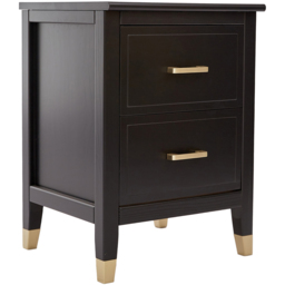 Palazzi 2 Drawer Black Wide Bedside Table - Wilko - thumbnail 3