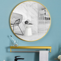 Living and Home Gold Frame Nordic Wall Mounted Bathroom Mirror 60cm - Size: 60 x 60cm - Wilko - thumbnail 3