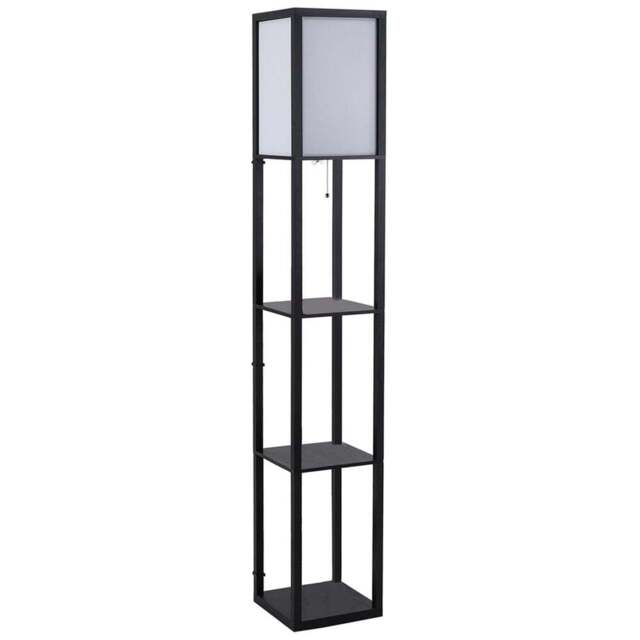 Portland Modern 3 Shelf Black Floor Lamp - Size: 26 x 26 x 160cm - Wilko - image 1