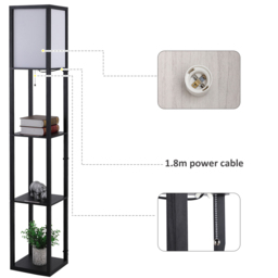 Portland Modern 3 Shelf Black Floor Lamp - Size: 26 x 26 x 160cm - Wilko - thumbnail 5
