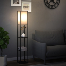 Portland Modern 3 Shelf Black Floor Lamp - Size: 26 x 26 x 160cm - Wilko - thumbnail 3