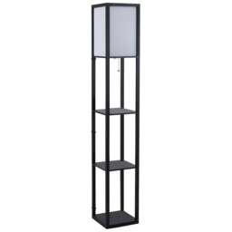 Portland Modern 3 Shelf Black Floor Lamp - Size: 26 x 26 x 160cm - Wilko