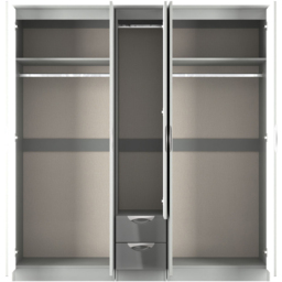 Crowndale Camden 5 Door 2 Drawer Grey Gloss and Dusk Grey Wardrobe Ready Assembled - Grey Gloss & Dusk Grey - Wilko - thumbnail 7