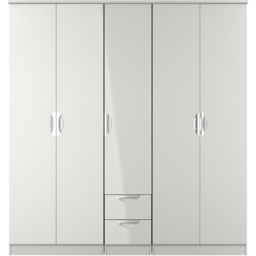Crowndale Camden 5 Door 2 Drawer Grey Gloss and Dusk Grey Wardrobe Ready Assembled - Grey Gloss & Dusk Grey - Wilko - thumbnail 4