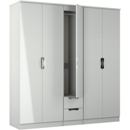 Crowndale Camden 5 Door 2 Drawer Grey Gloss and Dusk Grey Wardrobe Ready Assembled - Grey Gloss & Dusk Grey - Wilko - thumbnail 6