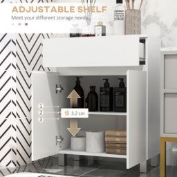 Portland 2 Door Single Drawer White Bathroom Cabinet - Size: 60 x 30 x 80cm - Wilko - thumbnail 7
