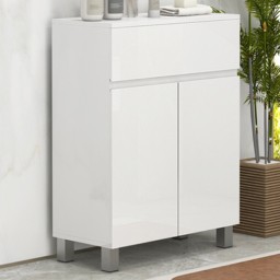 Portland 2 Door Single Drawer White Bathroom Cabinet - Size: 60 x 30 x 80cm - Wilko