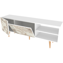 Decorotika Ronas 2 Door 2 Shelf White and White Marble Effect Wide TV Unit - Size: 59.5 x 160 x 35cm - Multi - Wilko - thumbnail 4